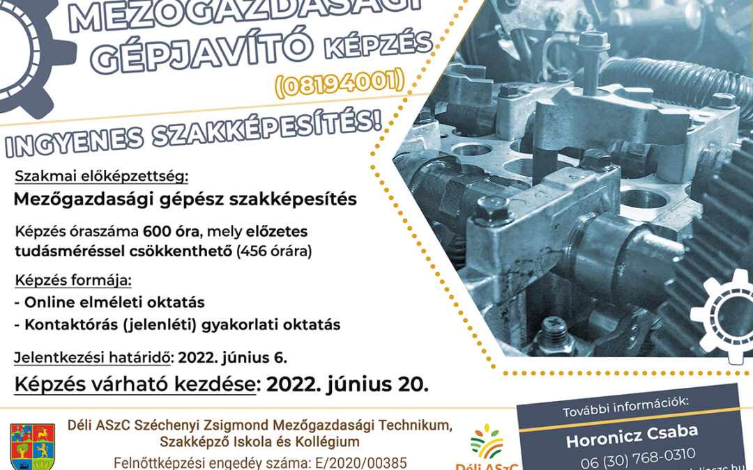 Mezőgazdasági gépjavító képzés